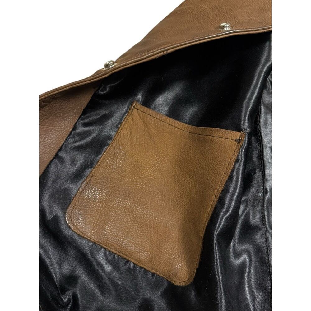 Tribe America Leather Vest Mens Size 46 Brown Buffalo Nickel Snaps Lined USA - Picture 5 of 14